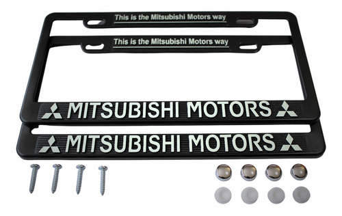 Porta Placas Mitsubishi Reflejante Cubre Pijas Kit Foto 3