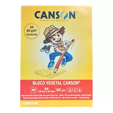 Bloco Papel Canson Vegetal Liso A4 - 60g - 50 Folhas