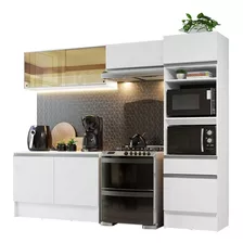 Armário De Cozinha Completa 260cm Branco Diamante Branco