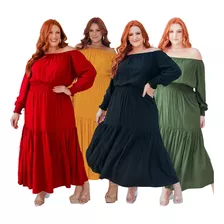 Kit 04 Vestido Plus Size Manga Longa Atacado Revenda