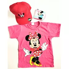 Camiseta Minie + Boné + Carteira Kit Da Moda Para Meninas