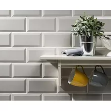 Cerámica Pared Ladrillo Biselado 10x20cm Light Grey Brillant