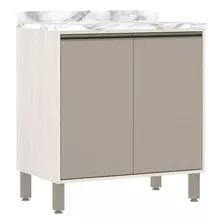 Balcão Cozinha Luciane 80cm 2 Portas Linea Glamour C/tampo Cor Bege