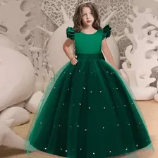 Vestido De Niña De Fiesta Mini-mi Modelo Serena Verde