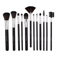 Kit Pinceis Maquiagem Profissional Completo Macrilan Preto