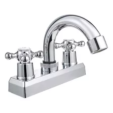 Llave Mezcladora Lavabo Doble Comando Baño Grifo Inoxidable Acabado Cromado Color Plateado