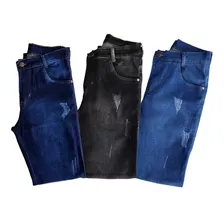 Kit 3 Calça Jeans Masculina Slim Original Elastano Lycra