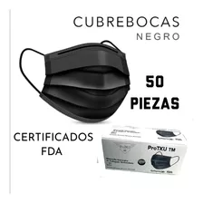 Cubrebocas Tapabocas Tricapa Negro Termosellados Ajuste 50pz