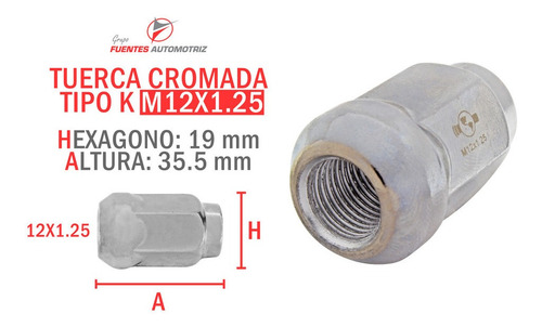 Kit 24 Tuerca Cromada Tipo K 12x1.25 Nissan Datsun 1964 Foto 2