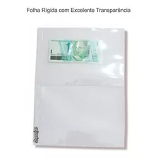 30 Folha P/ Cedulas 2 Div. Transparente Rigida Sem Tarja