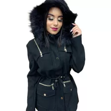 Parka Casaco De Frio Intenso Com Touca Feminina