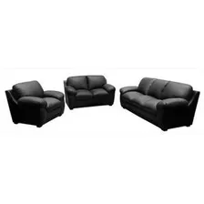 Dmuebles Sala Vanna 3-2-1 Ultracuero Negro + Envio Gratis