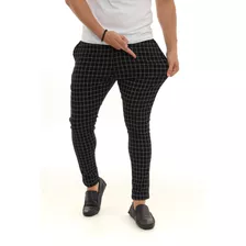 Calça Alfaiataria Xadrez Masculina Skinny Social Com Lycra