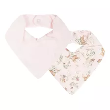 Kit Com 2 Babadores Bebê Bandana Floresta Rosa - Hug