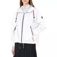 Chamarra Tommy Hilfiger Original Rompevientos Mujer Blanco