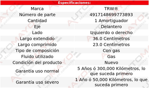 1 - Amortiguador Gas Del Izq/der Trw Bonneville 71-81 Foto 2