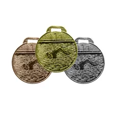 200 Medalhas 35mm Natação - Ouro Prata Bronze - Aço Com Fita