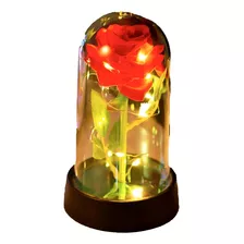 Decoracion Led - Flor Rosa En Cristal San Valentin Dia Madre