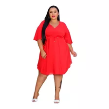 Vestido Feminino Plus Size Curto Soltinho Estilo Bata Plus