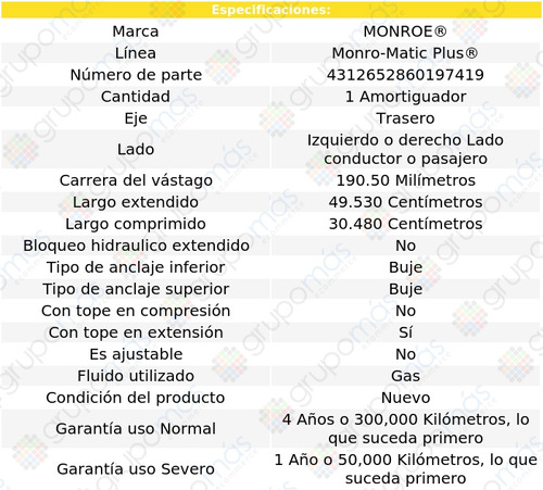 1 Amortiguador Izq/der Tras Monro-matic Plus Colt 72-78 Foto 3