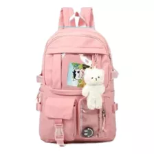 Mochila Escolar Feminina Chaveiro Urso Versão Coreana