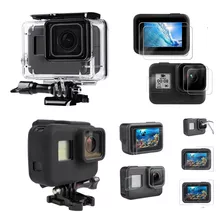 Kit P Gopro Hero 7 Black Case Estanque Película Capa Silicon