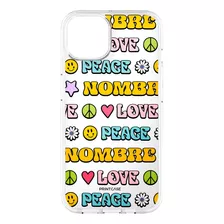 Funda Personalizada Para Iphone14 Amor Y Paz + Tu Nombre