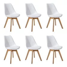 Pack 6 Silla Eames Acolchada Dsw Blanca / Comedor Escritorio