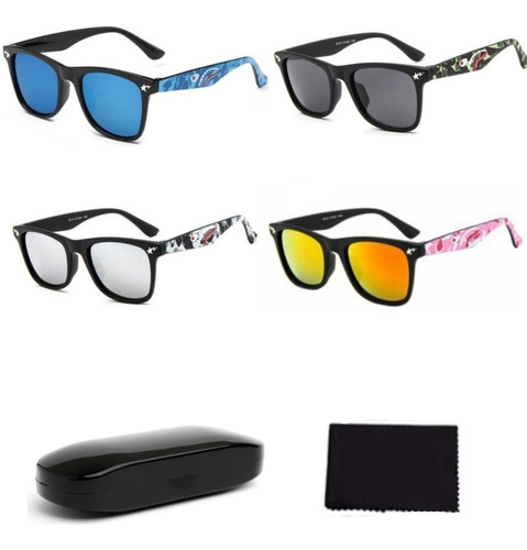 Óculos De Sol Infantil Quadrado Proteção Uv400+ Case+flanela