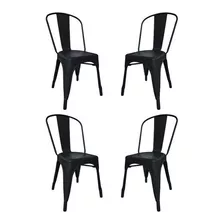 Cadeira De Jantar Desillas Tolix, Estrutura De Cor Preto-microtexturado, 4 Unidades