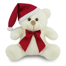 Urso Pelúcia Papai Noel Natal 25cm Anti-alérgico Cor Baunilha