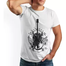 Camiseta 100% Poliéster Masculina Estampa Violão Mod. 01