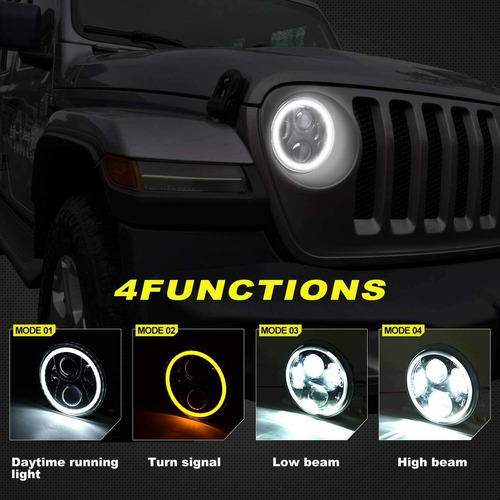 Luz Led 7 H4 ngel Ojo Fusca Kombi For Jeep Wrangler Foto 3