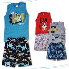 Kit 3 Conjunto Menino Roupa Infantil Shorts Moletom Tactel