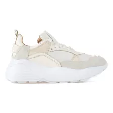 Zapatilla De Cuero Y Textil Blanco Mujer Heyas Lusina20