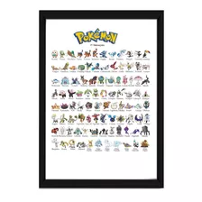 Pôster Quadro Todos Os Pokemons Sétima Geração Moldura A4