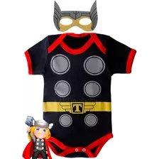 Body Temático Bebê Super Heróis + Máscara - Escolha O Seu