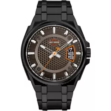 Reloj Harley Davidson 78b151 Hombre Con Fechador E-watch Color De La Correa Negro Color Del Bisel Negro Color Del Fondo Negro