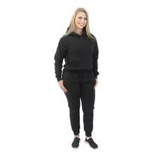 Conjunto Moletom Feminino Canguru Básico Liso Calça E Blusão