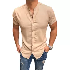 Camisas Cuello Mao De Lino Para Hombre, Camisa Cuello Neru