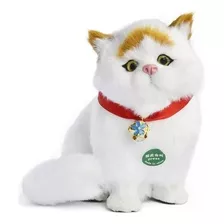 Boneco Gato Fofinho Kwai Mia De Verdade Pelúcia Branco 