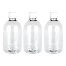 3 Frascos Pet Plástico 500ml Com Tampa Lacre Embalagem Mod1