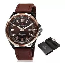 Reloj Naviforce 9056 Cafe Original En Estuche 