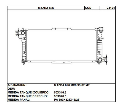Radiador Mazda 626 Milenio  / Matsuri (cod:23124) Foto 2