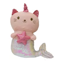 Gato Gatinha Sereia Rosa Gigante Rosa/prata - 94cm 