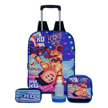 Kit Mochila Infantil Escolar Menino Pk Xd Rodinha Silicone