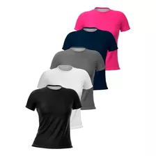 Kit 5 Camiseta Feminina Dry Fit Básica Baby Look Treino