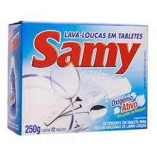 Detergente Em Tabletes Para Máquina De Lavar Samy 250g Com 12 Unidades