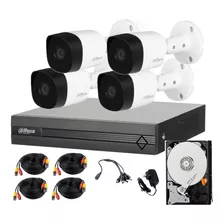 Kit 4 Camaras 2mp Metalicas Dvr 1080n H265 Disco 500gb