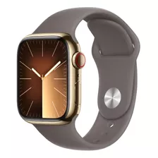 Apple Watch Series 9 Gps + Celular Caja De Acero Inoxidable Color Oro De 45 Mm Correa Deportiva Color Arcilla - M/l - Distribuidor Autorizado